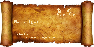 Maic Igor névjegykártya